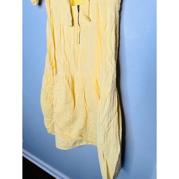 LOVE WHIT Yellow 100% Cotton Crewneck Short Sleeve Tie Back Dress Size Medium - Picture 12 of 14